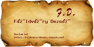 Földváry Dezső névjegykártya